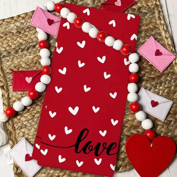 ARKENY Valentine Day Kitchen Towels Red Heart Dish Towels 18x26 Inch Ultra Absorbent Wedding Drying Cloth Love Sign Hand Towel for Valentine Decorations Set of 2Red I Love U