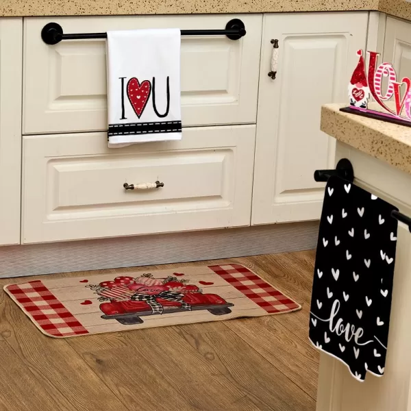 ARKENY Valentine Day Kitchen Towels Set of 2Black Heart I Love U Sign Dish Towels 18x26 Inch Drying DishclothFarmhouse Home Wedding Decoration AD151Black I Love U