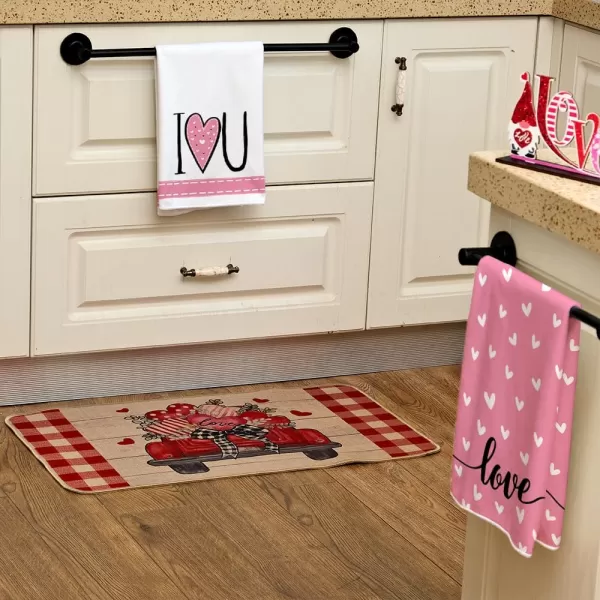 ARKENY Valentine Day Kitchen Towels Set of 2Black Heart I Love U Sign Dish Towels 18x26 Inch Drying DishclothFarmhouse Home Wedding Decoration AD151Pink I Love U