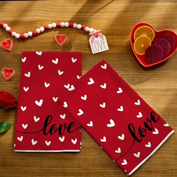 ARKENY Valentine Day Kitchen Towels Set of 2Black Heart I Love U Sign Dish Towels 18x26 Inch Drying DishclothFarmhouse Home Wedding Decoration AD151Red Heart