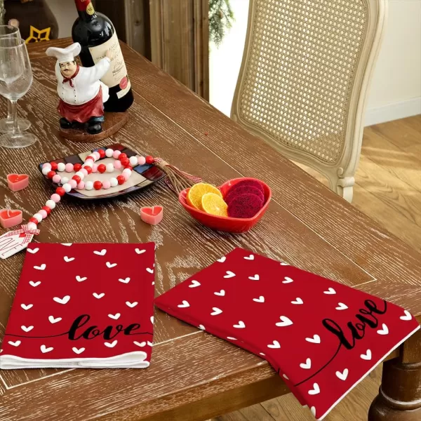 ARKENY Valentine Day Kitchen Towels Set of 2Black Heart I Love U Sign Dish Towels 18x26 Inch Drying DishclothFarmhouse Home Wedding Decoration AD151Red Heart