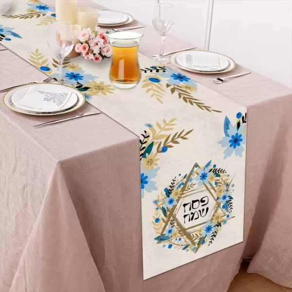 Passover Decorations Blue Flower Hanukkah Table Runner 13 x 72 Inchs Jewish Seasonal Anniversary Holiday Decor Kitchen Dining Farmhouse Indoor Home Party Decor AT230Passover Decorations Blue Flower Hanukkah Table Runner 13 x 72 Inchs Jewish Seasonal Anniversary Holiday Decor Kitchen Dining Farmhouse Indoor Home Party Decor AT230