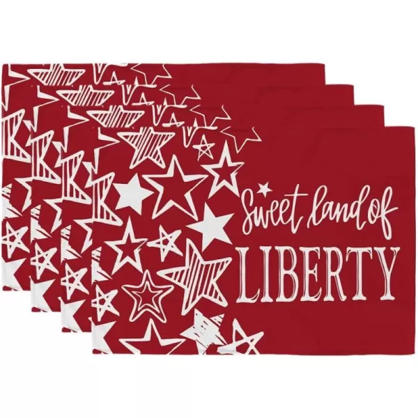 ARKENY 4th of July Decorations Red Star Placemats 12x18 Inches Memorial Day Patriotic Sweet Land of Liberty Sign Place mats Independence Day Decor AP27618ARKENY 4th of July Decorations Red Star Placemats 12x18 Inches Memorial Day Patriotic Sweet Land of Liberty Sign Place mats Independence Day Decor AP27618