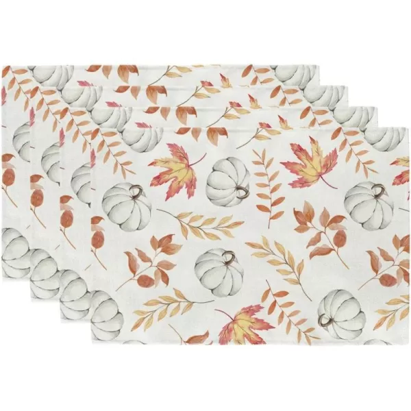 ARKENY Fall Thanksgiving Placemats 12x18 Inches Set of 4Pumpkin Maple Leaf Seasonal Burlap Farmhouse Indoor Kitchen Dining Table Decoration for Home Party AP26018Orange Placemats 12X18