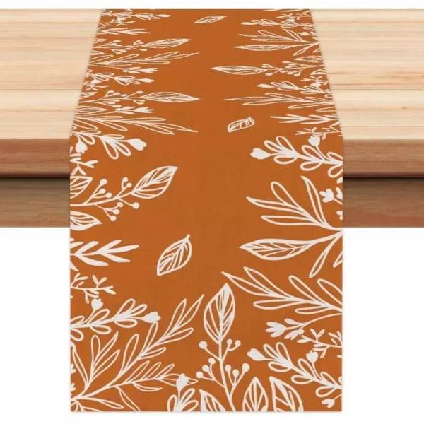 ARKENY Fall Thanksgiving Table Runner 13x36 InchesOrange LeavesSeasonal Burlap Farmhouse Indoor Autumn Table Runner for Hometable runner 13X36 inch