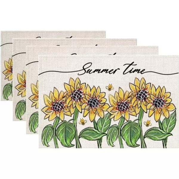 ARKENY Summer Time Sunflower Placemats 12x18 Inches Set of 4Seasonal Burlap Farmhouse Indoor Kitchen Dining Table Decoration for Home PartyARKENY Summer Time Sunflower Placemats 12x18 Inches Set of 4Seasonal Burlap Farmhouse Indoor Kitchen Dining Table Decoration for Home Party