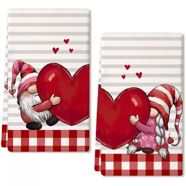 ARKENY Valentine Day Kitchen Towels Red Heart Dish Towels 18x26 Inch Ultra Absorbent Wedding Drying Cloth Gnome Sign Hand Towel for Valentine Decorations Set of 2ARKENY Valentine Day Kitchen Towels Red Heart Dish Towels 18x26 Inch Ultra Absorbent Wedding Drying Cloth Gnome Sign Hand Towel for Valentine Decorations Set of 2