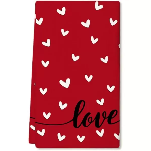 ARKENY Valentine Day Kitchen Towels Set of 2Black Heart I Love U Sign Dish Towels 18x26 Inch Drying DishclothFarmhouse Home Wedding Decoration AD151Red Heart One Piece