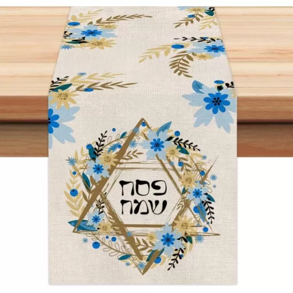 Passover Decorations Blue Flower Hanukkah Table Runner 13 x 72 Inchs Jewish Seasonal Anniversary Holiday Decor Kitchen Dining Farmhouse Indoor Home Party Decor AT230Passover Decorations Blue Flower Hanukkah Table Runner 13 x 72 Inchs Jewish Seasonal Anniversary Holiday Decor Kitchen Dining Farmhouse Indoor Home Party Decor AT230