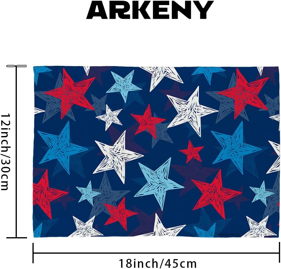 ARKENY 4th of July Decorations Watercolor Star Placemats 12x18 Inches Memorial Day Patriotic Red Place mats Independence Day Decor AP28718Muti Placemats 12X18