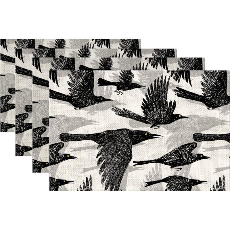 Halloween Decorations Crow Placemats 12 x 18 Inch Set of 4 Party Dcor Rustic Vintage Washable Table Mats AP178Halloween Decorations Crow Placemats 12 x 18 Inch Set of 4 Party Dcor Rustic Vintage Washable Table Mats AP178