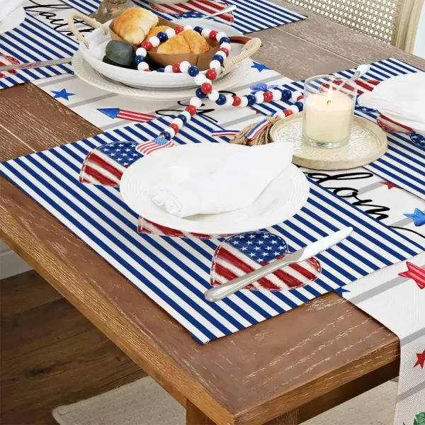 ARKENY 4th of July Decorations American Flag Heart Placemats 12x18 Inches Memorial Day Patriotic Blue Stripes Place mats Independence Day Decor AP26318ARKENY 4th of July Decorations American Flag Heart Placemats 12x18 Inches Memorial Day Patriotic Blue Stripes Place mats Independence Day Decor AP26318