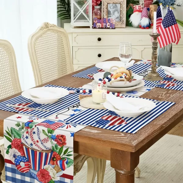 ARKENY 4th of July Decorations American Flag Heart Placemats 12x18 Inches Memorial Day Patriotic Blue Stripes Place mats Independence Day Decor AP26318ARKENY 4th of July Decorations American Flag Heart Placemats 12x18 Inches Memorial Day Patriotic Blue Stripes Place mats Independence Day Decor AP26318
