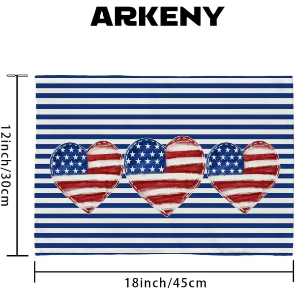 ARKENY 4th of July Decorations American Flag Heart Placemats 12x18 Inches Memorial Day Patriotic Blue Stripes Place mats Independence Day Decor AP26318ARKENY 4th of July Decorations American Flag Heart Placemats 12x18 Inches Memorial Day Patriotic Blue Stripes Place mats Independence Day Decor AP26318