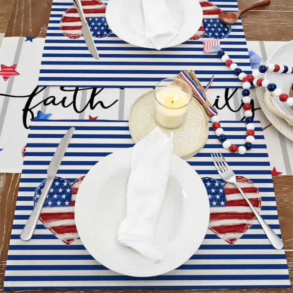 ARKENY 4th of July Decorations American Flag Heart Placemats 12x18 Inches Memorial Day Patriotic Blue Stripes Place mats Independence Day Decor AP26318ARKENY 4th of July Decorations American Flag Heart Placemats 12x18 Inches Memorial Day Patriotic Blue Stripes Place mats Independence Day Decor AP26318