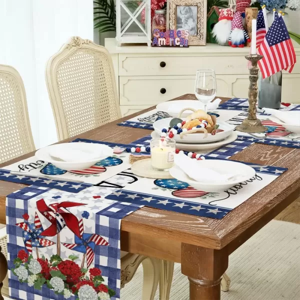 ARKENY 4th of July Decorations American Star Eucalyptus Placemats 12x18 Inches Memorial Day Patriotic Red Flag Place mats Independence Day Decor AP28518ARKENY 4th of July Decorations American Star Eucalyptus Placemats 12x18 Inches Memorial Day Patriotic Red Flag Place mats Independence Day Decor AP28518