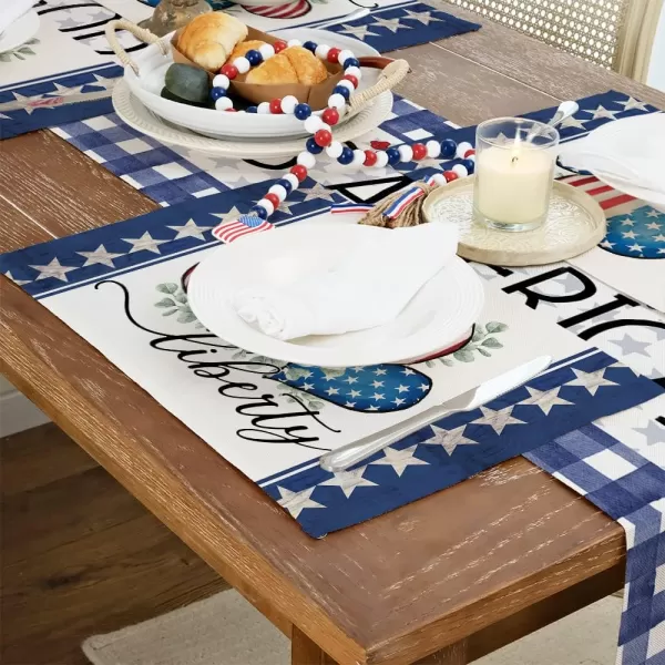 ARKENY 4th of July Decorations American Star Eucalyptus Placemats 12x18 Inches Memorial Day Patriotic Red Flag Place mats Independence Day Decor AP28518ARKENY 4th of July Decorations American Star Eucalyptus Placemats 12x18 Inches Memorial Day Patriotic Red Flag Place mats Independence Day Decor AP28518