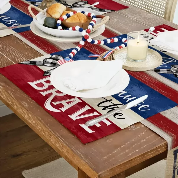 ARKENY 4th of July Decorations Black Bowknot Placemats 12x18 Inches Memorial Day Patriotic Because of Brave Sign Place mats Independence Day Decor AP26218ARKENY 4th of July Decorations Black Bowknot Placemats 12x18 Inches Memorial Day Patriotic Because of Brave Sign Place mats Independence Day Decor AP26218