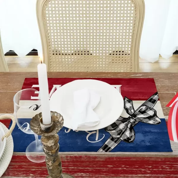 ARKENY 4th of July Decorations Black Bowknot Placemats 12x18 Inches Memorial Day Patriotic Because of Brave Sign Place mats Independence Day Decor AP26218ARKENY 4th of July Decorations Black Bowknot Placemats 12x18 Inches Memorial Day Patriotic Because of Brave Sign Place mats Independence Day Decor AP26218