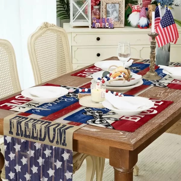 ARKENY 4th of July Decorations Black Bowknot Placemats 12x18 Inches Memorial Day Patriotic Because of Brave Sign Place mats Independence Day Decor AP26218ARKENY 4th of July Decorations Black Bowknot Placemats 12x18 Inches Memorial Day Patriotic Because of Brave Sign Place mats Independence Day Decor AP26218