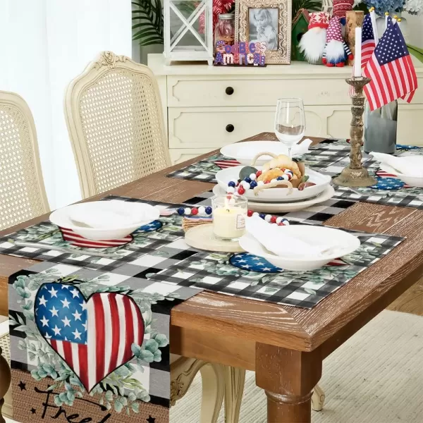 ARKENY 4th of July Decorations Black Buffalo Plaid Placemats 12x18 Inches Memorial Day Patriotic Eucalyptus Heart Place mats Independence Day Decor AP26818ARKENY 4th of July Decorations Black Buffalo Plaid Placemats 12x18 Inches Memorial Day Patriotic Eucalyptus Heart Place mats Independence Day Decor AP26818