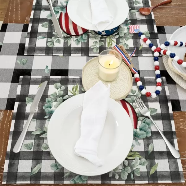 ARKENY 4th of July Decorations Black Buffalo Plaid Placemats 12x18 Inches Memorial Day Patriotic Eucalyptus Heart Place mats Independence Day Decor AP26818ARKENY 4th of July Decorations Black Buffalo Plaid Placemats 12x18 Inches Memorial Day Patriotic Eucalyptus Heart Place mats Independence Day Decor AP26818