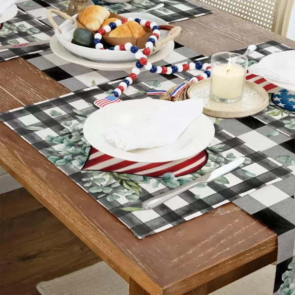 ARKENY 4th of July Decorations Black Buffalo Plaid Placemats 12x18 Inches Memorial Day Patriotic Eucalyptus Heart Place mats Independence Day Decor AP26818ARKENY 4th of July Decorations Black Buffalo Plaid Placemats 12x18 Inches Memorial Day Patriotic Eucalyptus Heart Place mats Independence Day Decor AP26818