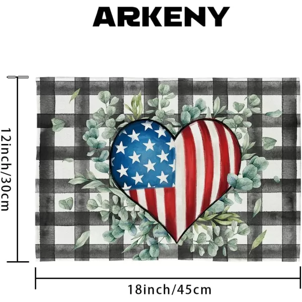 ARKENY 4th of July Decorations Black Buffalo Plaid Placemats 12x18 Inches Memorial Day Patriotic Eucalyptus Heart Place mats Independence Day Decor AP26818ARKENY 4th of July Decorations Black Buffalo Plaid Placemats 12x18 Inches Memorial Day Patriotic Eucalyptus Heart Place mats Independence Day Decor AP26818