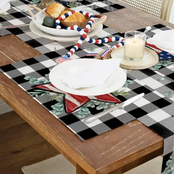 ARKENY 4th of July Decorations Black Buffalo Plaid Placemats 12x18 Inches Memorial Day Patriotic Eucalyptus Star Place mats Independence Day Decor AP26918ARKENY 4th of July Decorations Black Buffalo Plaid Placemats 12x18 Inches Memorial Day Patriotic Eucalyptus Star Place mats Independence Day Decor AP26918