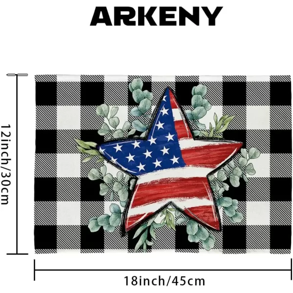 ARKENY 4th of July Decorations Black Buffalo Plaid Placemats 12x18 Inches Memorial Day Patriotic Eucalyptus Star Place mats Independence Day Decor AP26918ARKENY 4th of July Decorations Black Buffalo Plaid Placemats 12x18 Inches Memorial Day Patriotic Eucalyptus Star Place mats Independence Day Decor AP26918