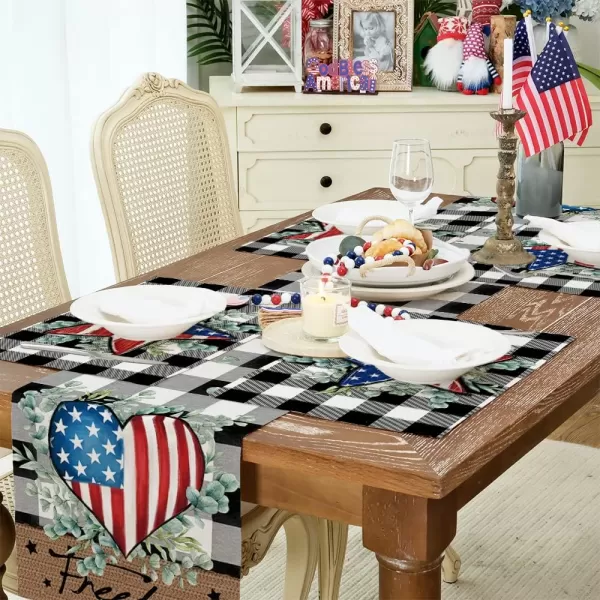 ARKENY 4th of July Decorations Black Buffalo Plaid Placemats 12x18 Inches Memorial Day Patriotic Eucalyptus Star Place mats Independence Day Decor AP26918ARKENY 4th of July Decorations Black Buffalo Plaid Placemats 12x18 Inches Memorial Day Patriotic Eucalyptus Star Place mats Independence Day Decor AP26918