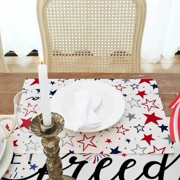 ARKENY 4th of July Decorations Red Star Placemats 12x18 Inches Memorial Day Patriotic America Sign Place mats Independence Day Decor AP28118ARKENY 4th of July Decorations Red Star Placemats 12x18 Inches Memorial Day Patriotic America Sign Place mats Independence Day Decor AP28118