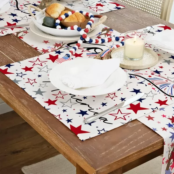 ARKENY 4th of July Decorations Red Star Placemats 12x18 Inches Memorial Day Patriotic America Sign Place mats Independence Day Decor AP28118ARKENY 4th of July Decorations Red Star Placemats 12x18 Inches Memorial Day Patriotic America Sign Place mats Independence Day Decor AP28118