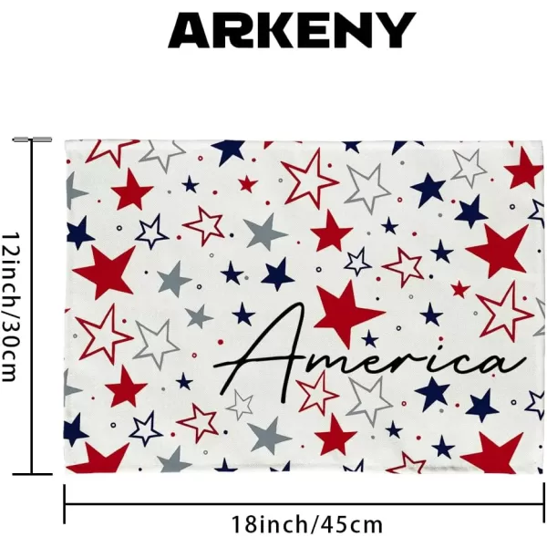 ARKENY 4th of July Decorations Red Star Placemats 12x18 Inches Memorial Day Patriotic America Sign Place mats Independence Day Decor AP28118ARKENY 4th of July Decorations Red Star Placemats 12x18 Inches Memorial Day Patriotic America Sign Place mats Independence Day Decor AP28118