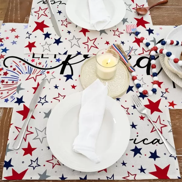 ARKENY 4th of July Decorations Red Star Placemats 12x18 Inches Memorial Day Patriotic America Sign Place mats Independence Day Decor AP28118ARKENY 4th of July Decorations Red Star Placemats 12x18 Inches Memorial Day Patriotic America Sign Place mats Independence Day Decor AP28118