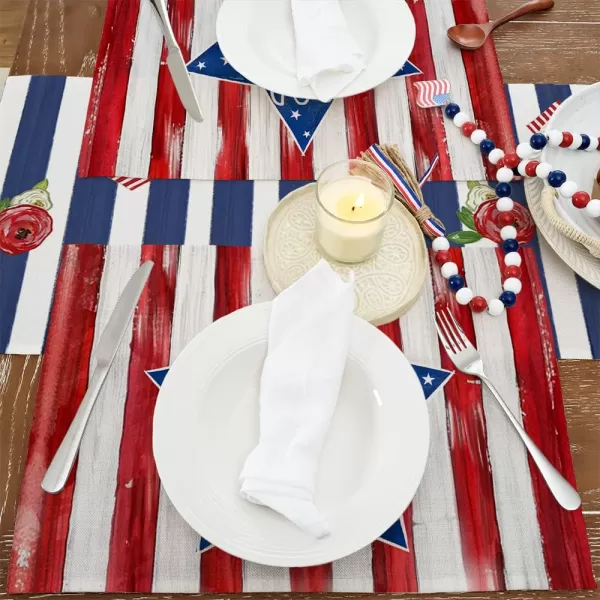 ARKENY 4th of July Decorations Star Placemats 12x18 Inches Memorial Day Patriotic Red Stripe Glod Bless USA Sign Place mats Independence Day Decor AP26518ARKENY 4th of July Decorations Star Placemats 12x18 Inches Memorial Day Patriotic Red Stripe Glod Bless USA Sign Place mats Independence Day Decor AP26518