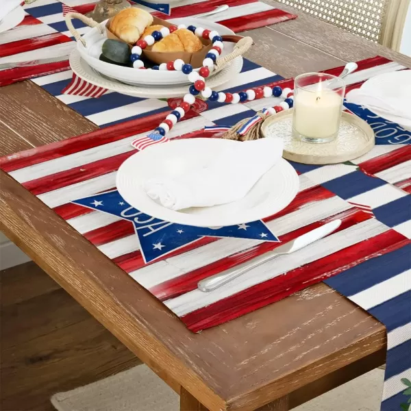 ARKENY 4th of July Decorations Star Placemats 12x18 Inches Memorial Day Patriotic Red Stripe Glod Bless USA Sign Place mats Independence Day Decor AP26518ARKENY 4th of July Decorations Star Placemats 12x18 Inches Memorial Day Patriotic Red Stripe Glod Bless USA Sign Place mats Independence Day Decor AP26518