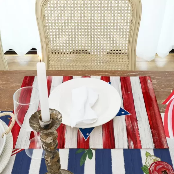 ARKENY 4th of July Decorations Star Placemats 12x18 Inches Memorial Day Patriotic Red Stripe Glod Bless USA Sign Place mats Independence Day Decor AP26518ARKENY 4th of July Decorations Star Placemats 12x18 Inches Memorial Day Patriotic Red Stripe Glod Bless USA Sign Place mats Independence Day Decor AP26518