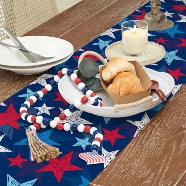 ARKENY 4th of July Decorations Watercolor Star Placemats 12x18 Inches Memorial Day Patriotic Red Place mats Independence Day Decor AP28718Blue 13X72