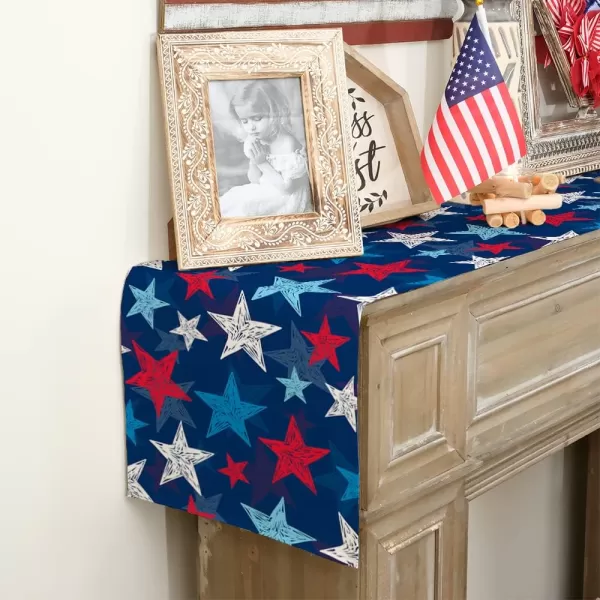 ARKENY 4th of July Decorations Watercolor Star Placemats 12x18 Inches Memorial Day Patriotic Red Place mats Independence Day Decor AP28718Blue 13X72