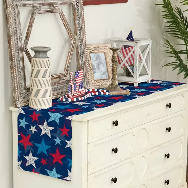 ARKENY 4th of July Decorations Watercolor Star Placemats 12x18 Inches Memorial Day Patriotic Red Place mats Independence Day Decor AP28718Blue 13X72