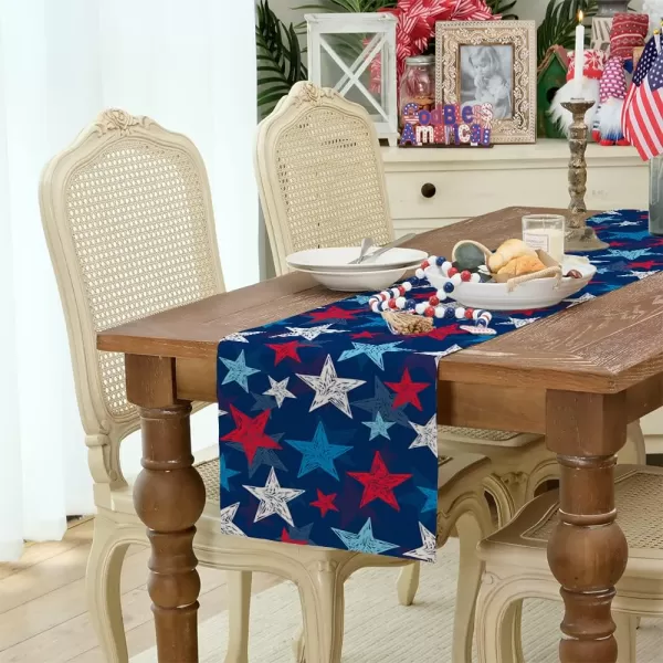 ARKENY 4th of July Decorations Watercolor Star Placemats 12x18 Inches Memorial Day Patriotic Red Place mats Independence Day Decor AP28718Blue 13X72