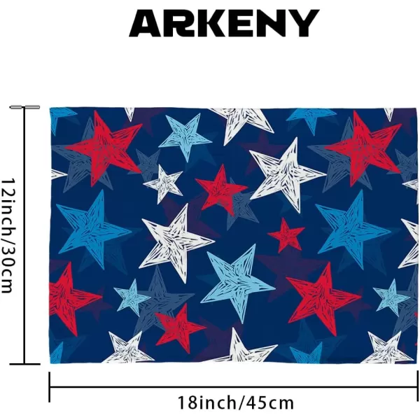 ARKENY 4th of July Decorations Watercolor Star Placemats 12x18 Inches Memorial Day Patriotic Red Place mats Independence Day Decor AP28718Muti Placemats 12X18