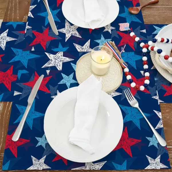 ARKENY 4th of July Decorations Watercolor Star Placemats 12x18 Inches Memorial Day Patriotic Red Place mats Independence Day Decor AP28718Muti Placemats 12X18