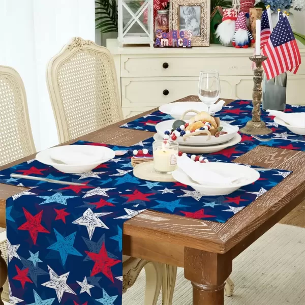 ARKENY 4th of July Decorations Watercolor Star Placemats 12x18 Inches Memorial Day Patriotic Red Place mats Independence Day Decor AP28718Muti Placemats 12X18