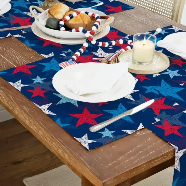 ARKENY 4th of July Decorations Watercolor Star Placemats 12x18 Inches Memorial Day Patriotic Red Place mats Independence Day Decor AP28718Muti Placemats 12X18