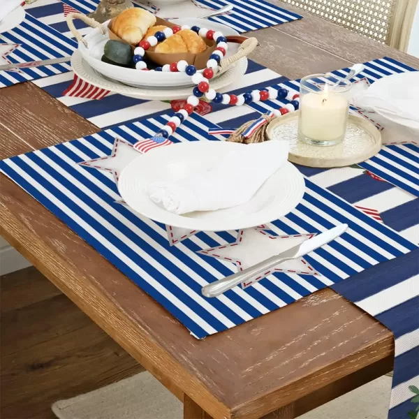 ARKENY 4th of July Decorations White Star Placemats 12x18 Inches Memorial Day Patriotic Blue Stripes Place mats Independence Day Decor AP27418ARKENY 4th of July Decorations White Star Placemats 12x18 Inches Memorial Day Patriotic Blue Stripes Place mats Independence Day Decor AP27418