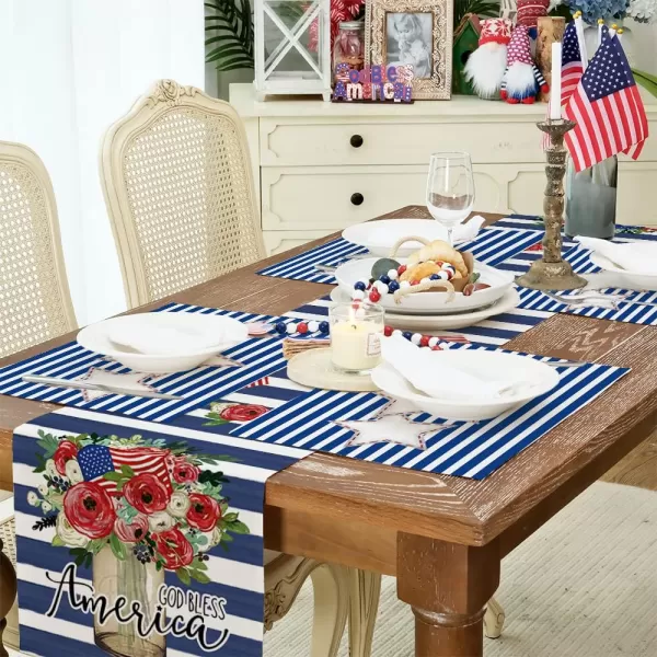 ARKENY 4th of July Decorations White Star Placemats 12x18 Inches Memorial Day Patriotic Blue Stripes Place mats Independence Day Decor AP27418ARKENY 4th of July Decorations White Star Placemats 12x18 Inches Memorial Day Patriotic Blue Stripes Place mats Independence Day Decor AP27418