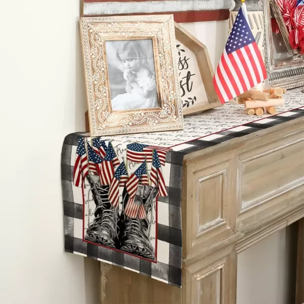 ARKENY 4th of July Patriotic Table Runner 72 Inches Black Buffalo Check Boots American Independence Day Holiday Home Coffee Table Dining Farmhouse Party Tabletop Decoration AT42372ARKENY 4th of July Patriotic Table Runner 72 Inches Black Buffalo Check Boots American Independence Day Holiday Home Coffee Table Dining Farmhouse Party Tabletop Decoration AT42372