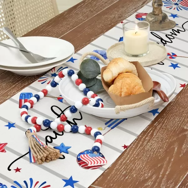 ARKENY 4th of July Patriotic Table Runner 72 Inches Blue Buffalo Check Cake American Independence Day Holiday Home Coffee Table Dining Farmhouse Party Tabletop Decoration AT41272Blue 13X72